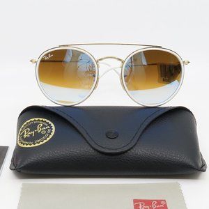 Ray-Ban RB 3647N 001/4O 51mm Round White/Blue Glass Mirrored New Sunglasses